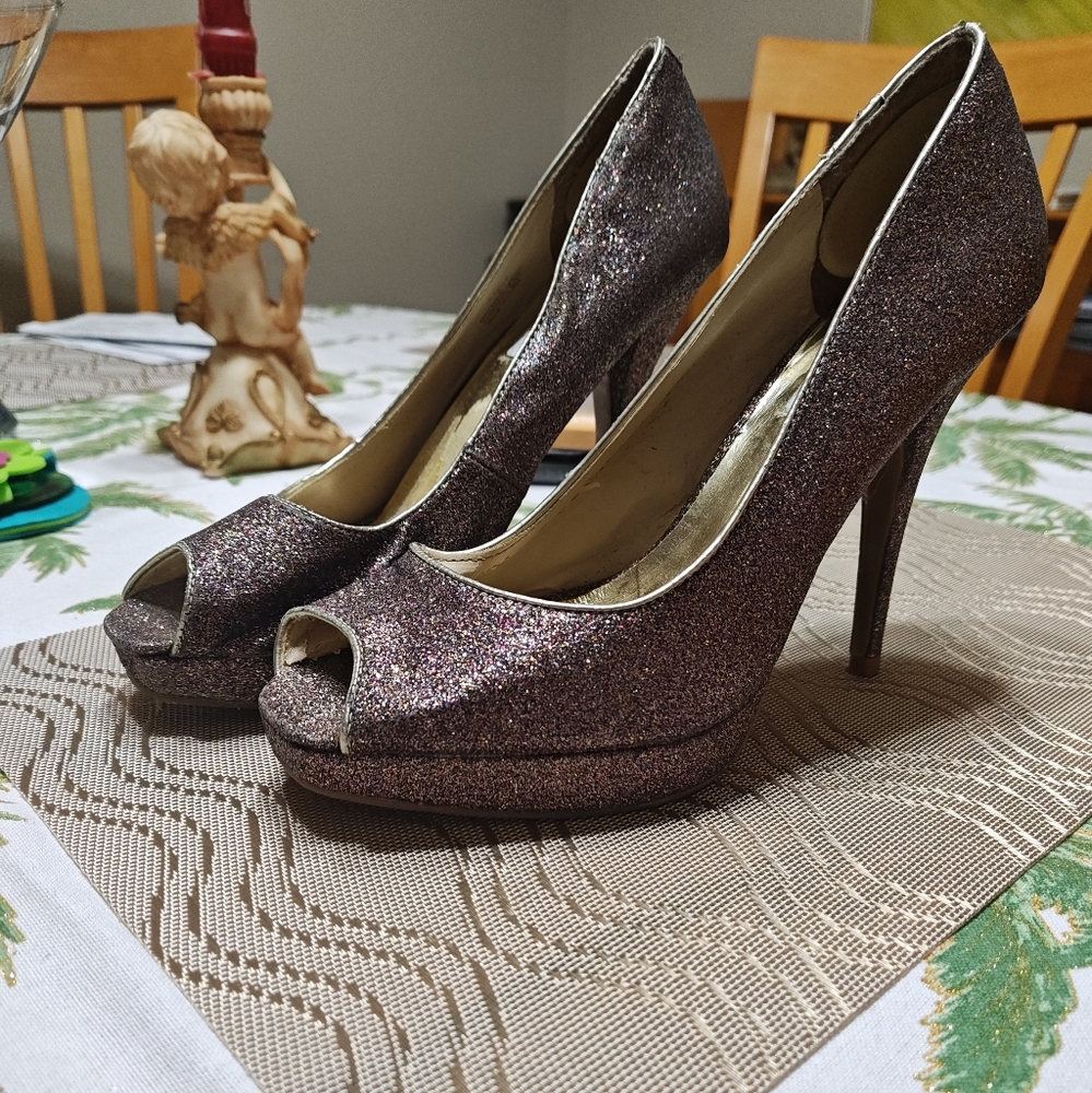 Steve Madden Glitter Peep-Toe Heels